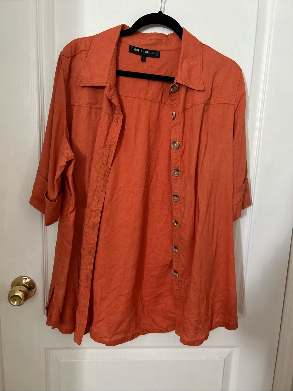 Women's Orange Button-Front Lightweight Shirt